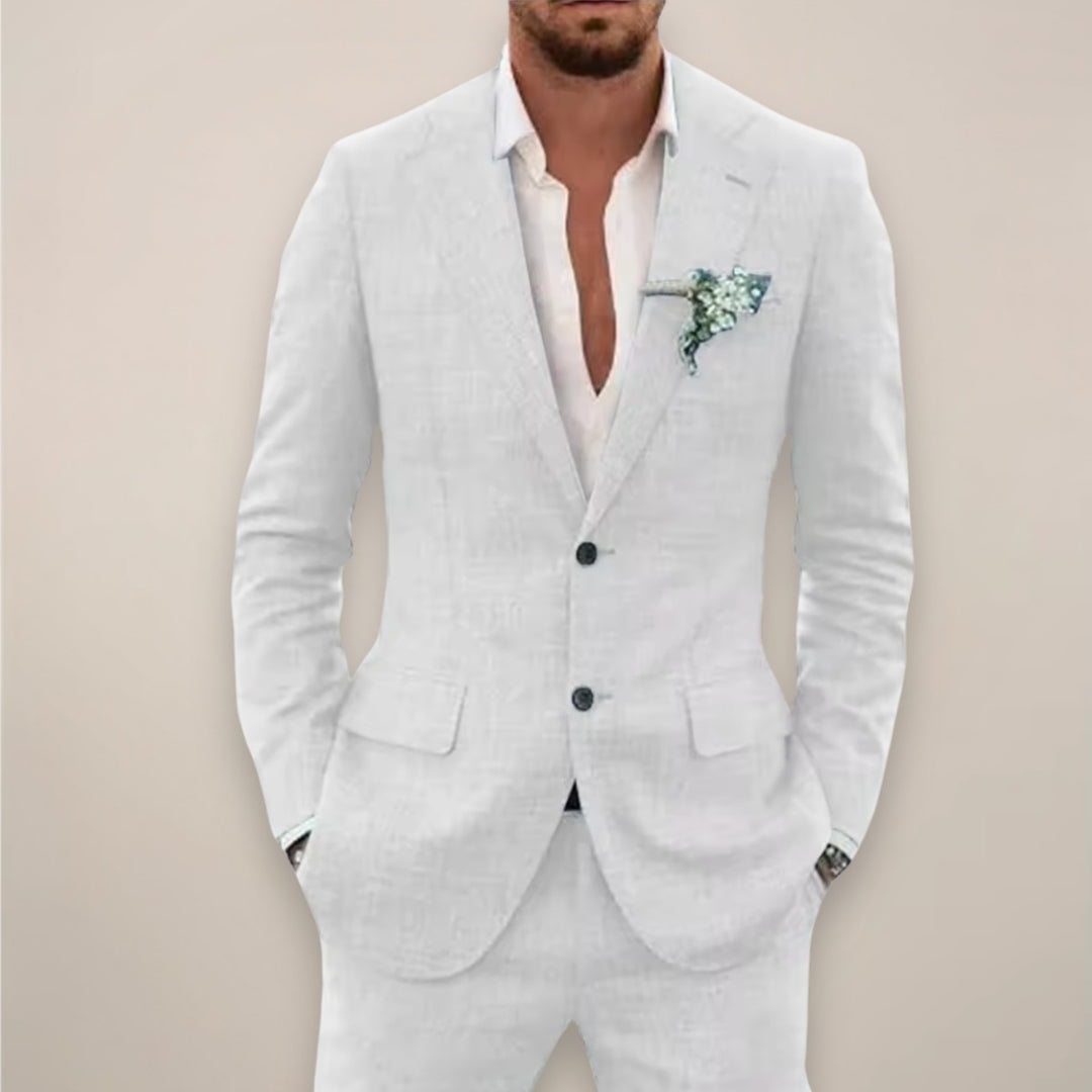 Costume deux pièces ajusté, coloris blanc