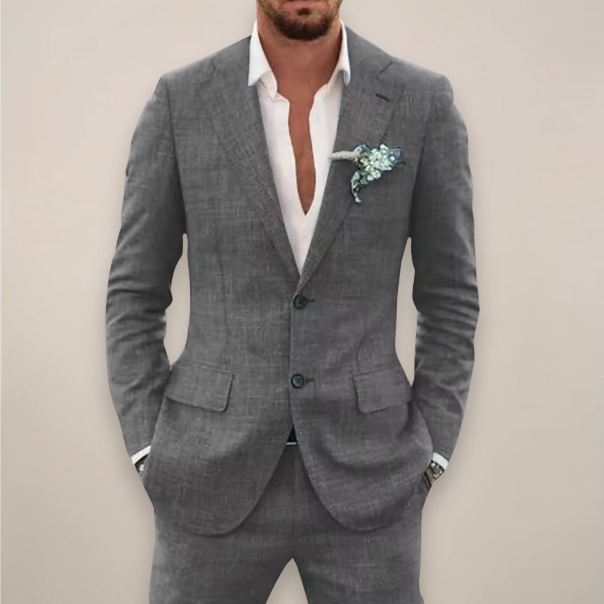 Costume deux pièces ajusté, coloris gris