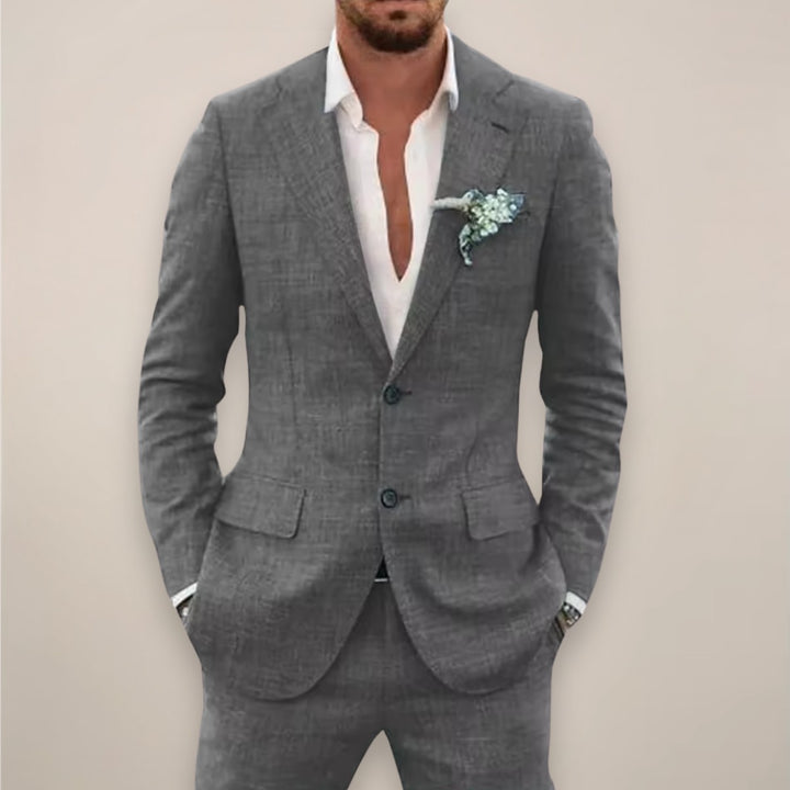Costume deux pièces ajusté, coloris gris