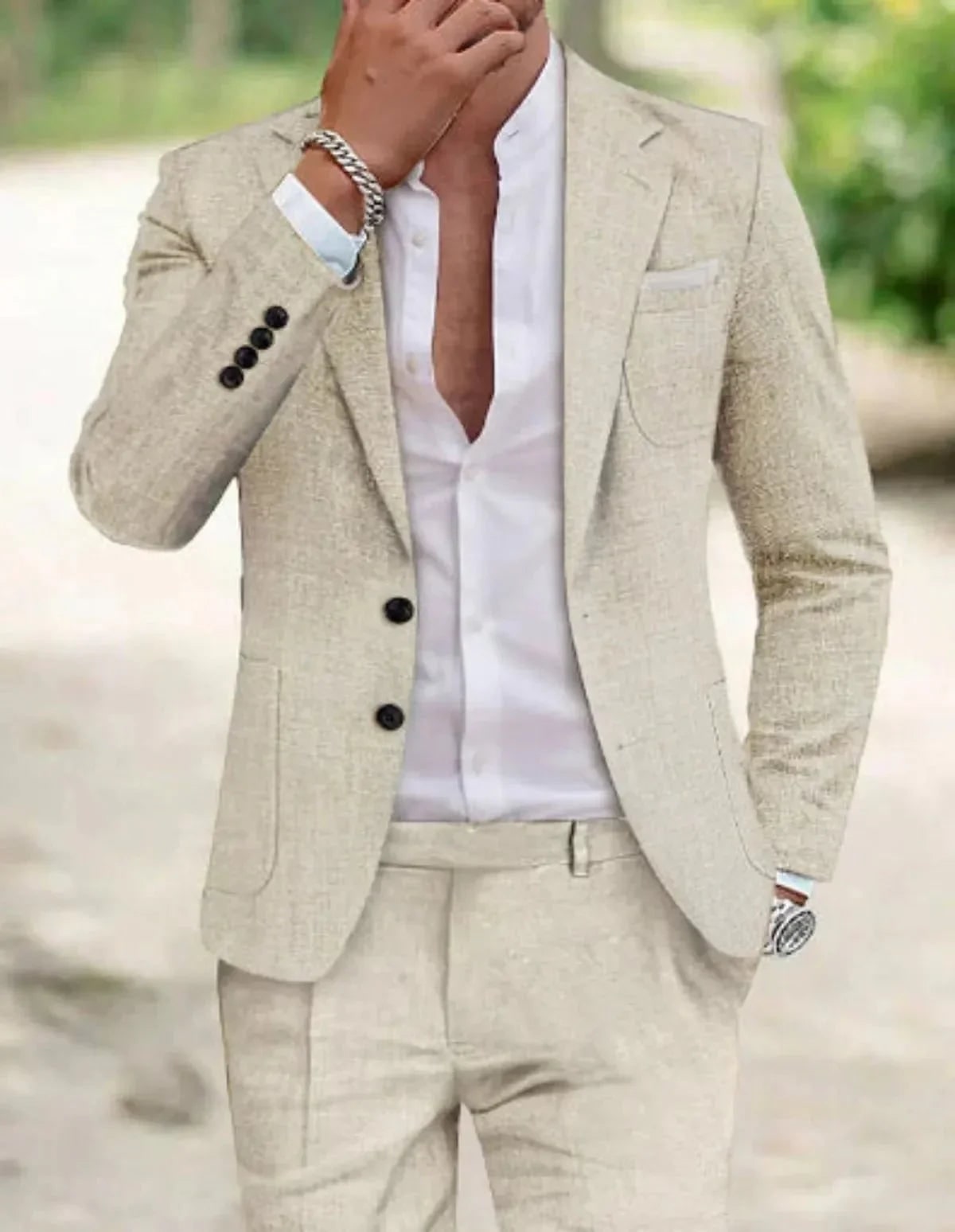 Costume deux pièces décontracté, crème