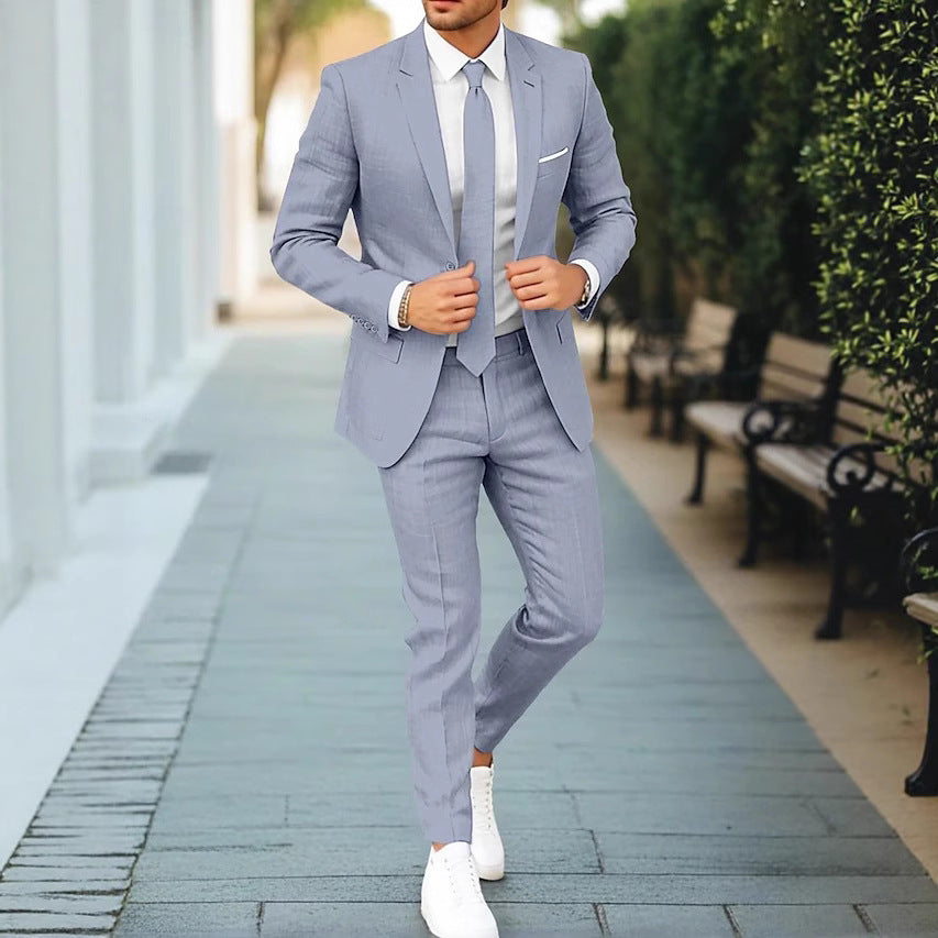 Costume léger ajusté, bleu brumeux