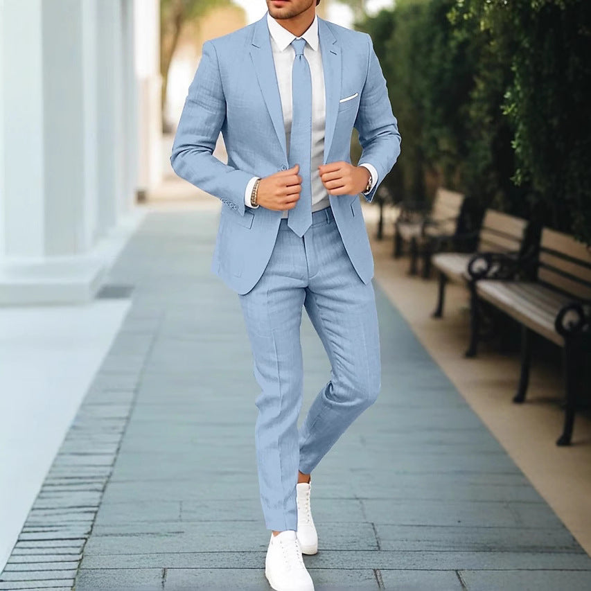 Costume léger ajusté, bleu clair