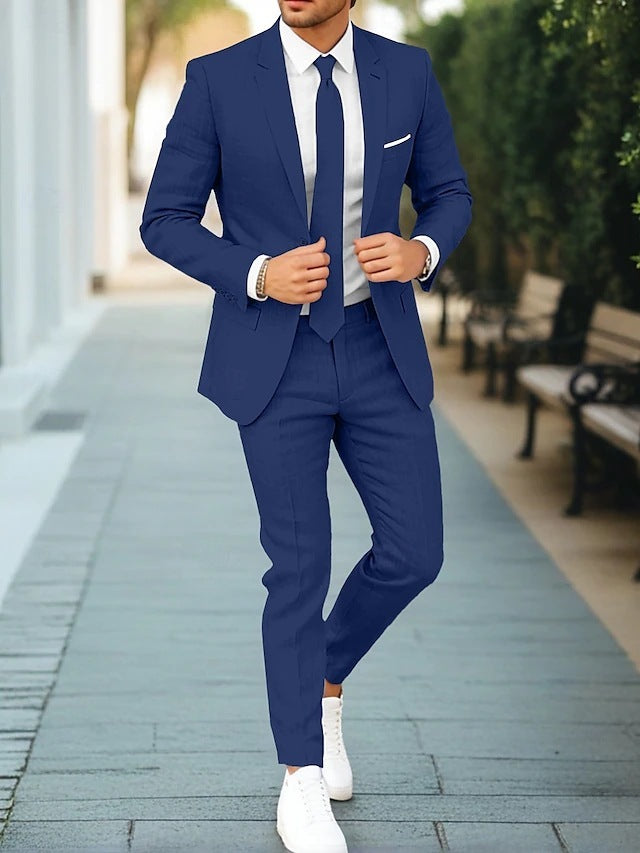 Costume léger ajusté, bleu marine