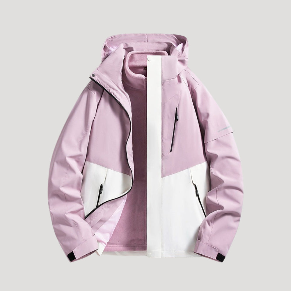 Coupe-vent à capuche, coloris violet clair, vu de face