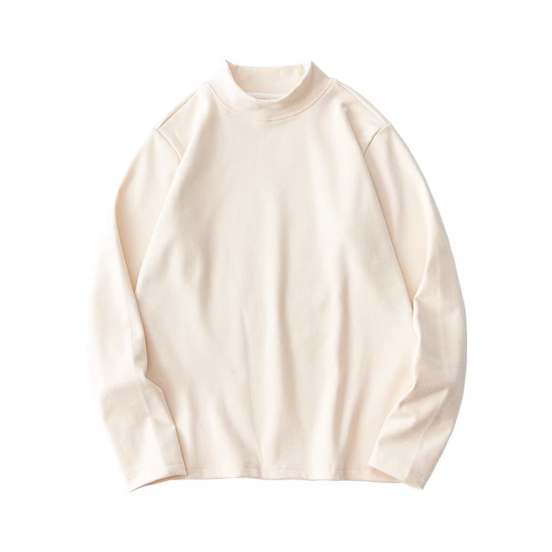 Sous-pull thermique écru à col montant, vue de face sur fond blanc