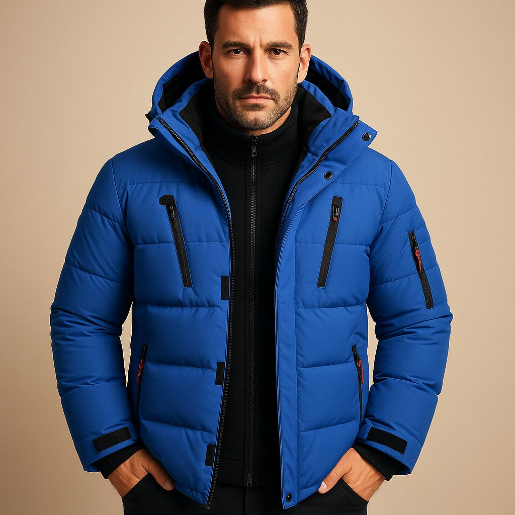 Doudoune à capuche zippée, bleu vif