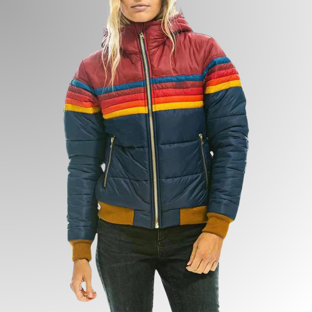 Doudoune à bandes rétro pour femme, vue 3
