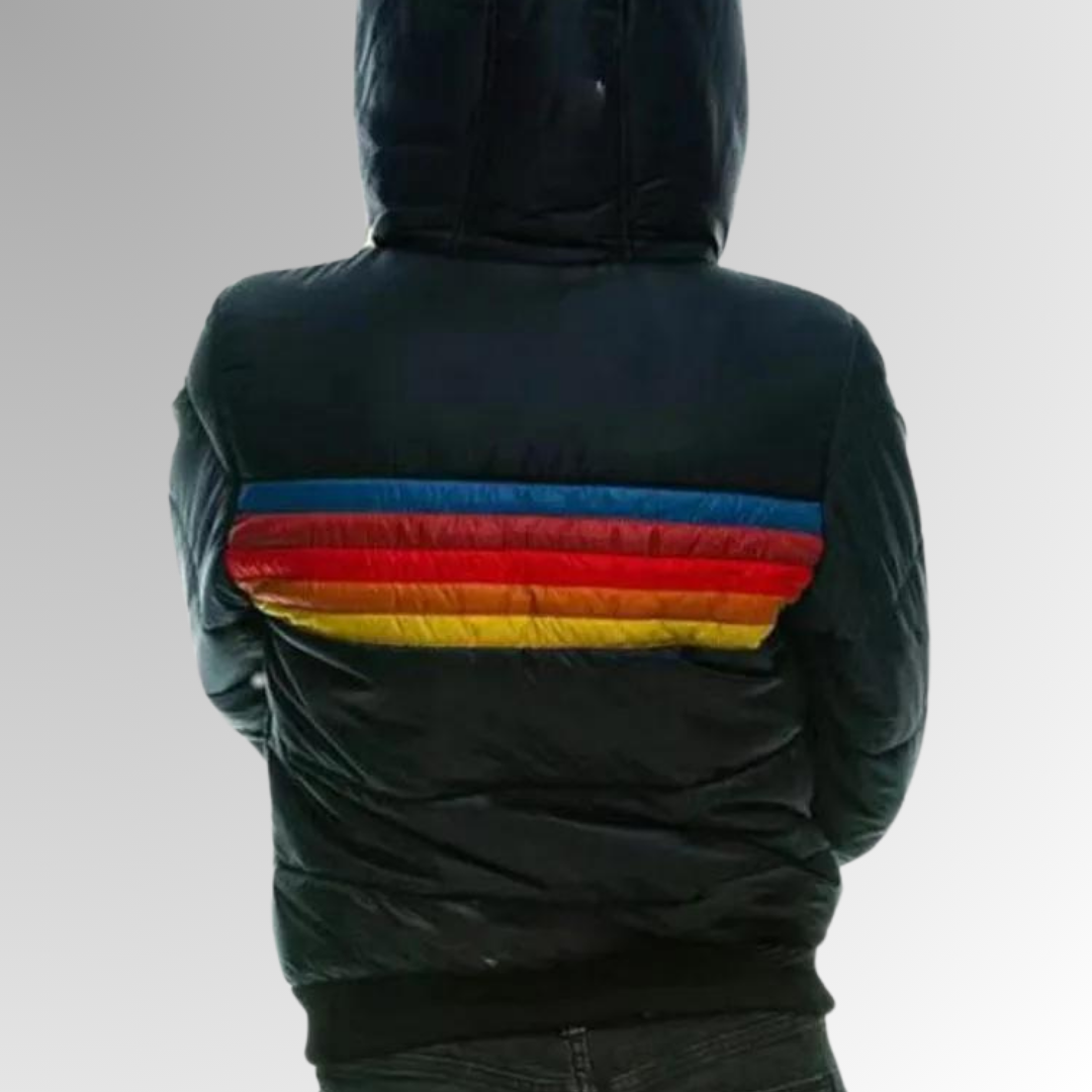 Doudoune à bandes rétro pour femme, vue 4