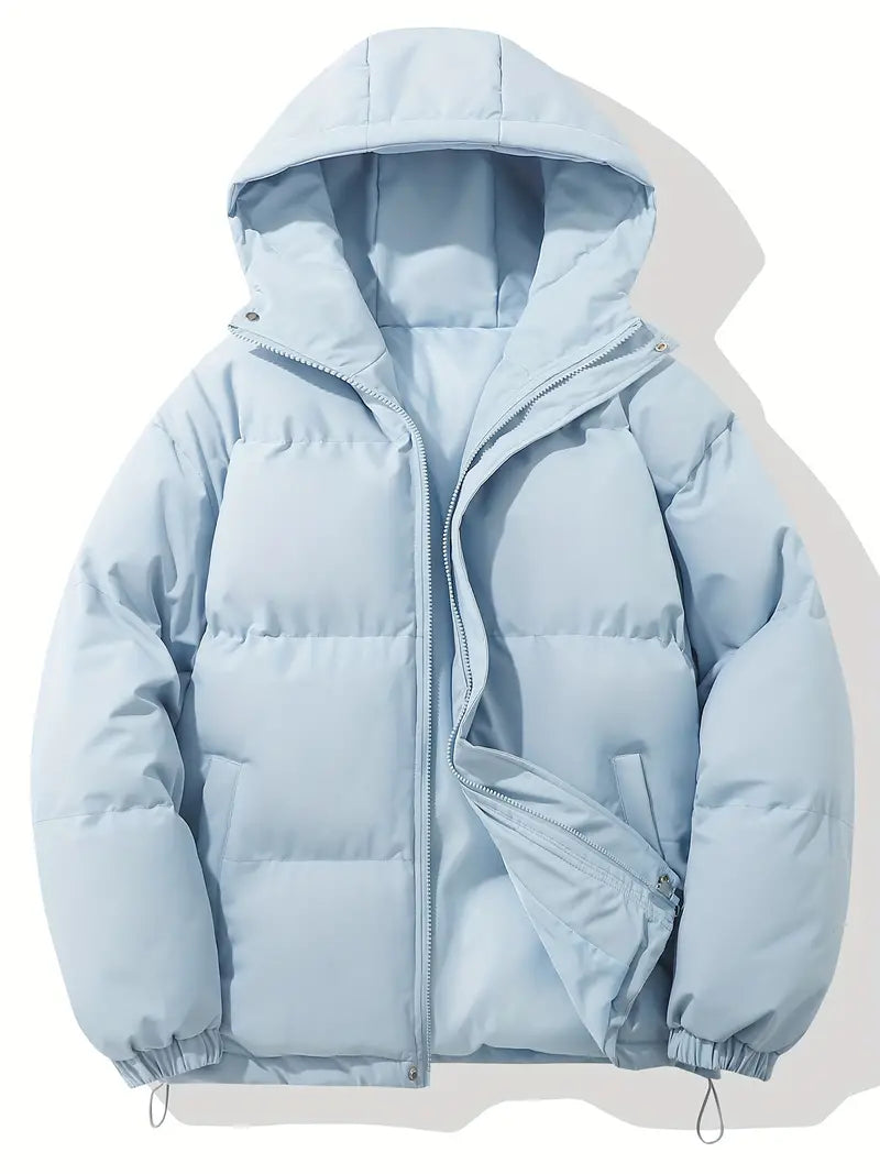 Doudoune matelassée capuche pratique, coloris bleu ciel, vue de face