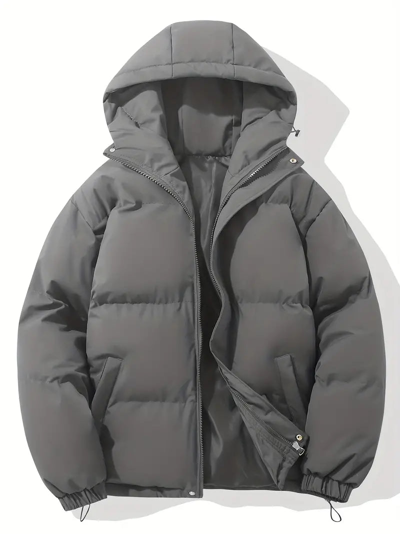 Doudoune matelassée capuche pratique, coloris gris foncé, vue de face
