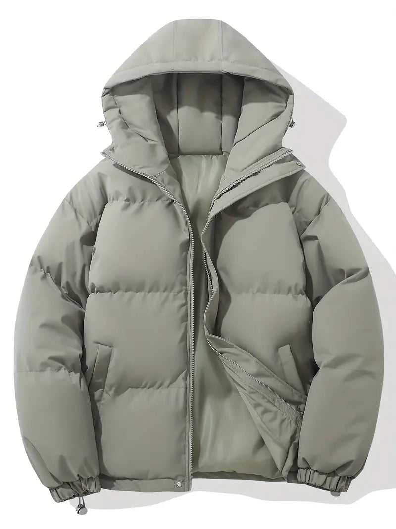 Doudoune matelassée capuche pratique, coloris vert sauge, vue de face