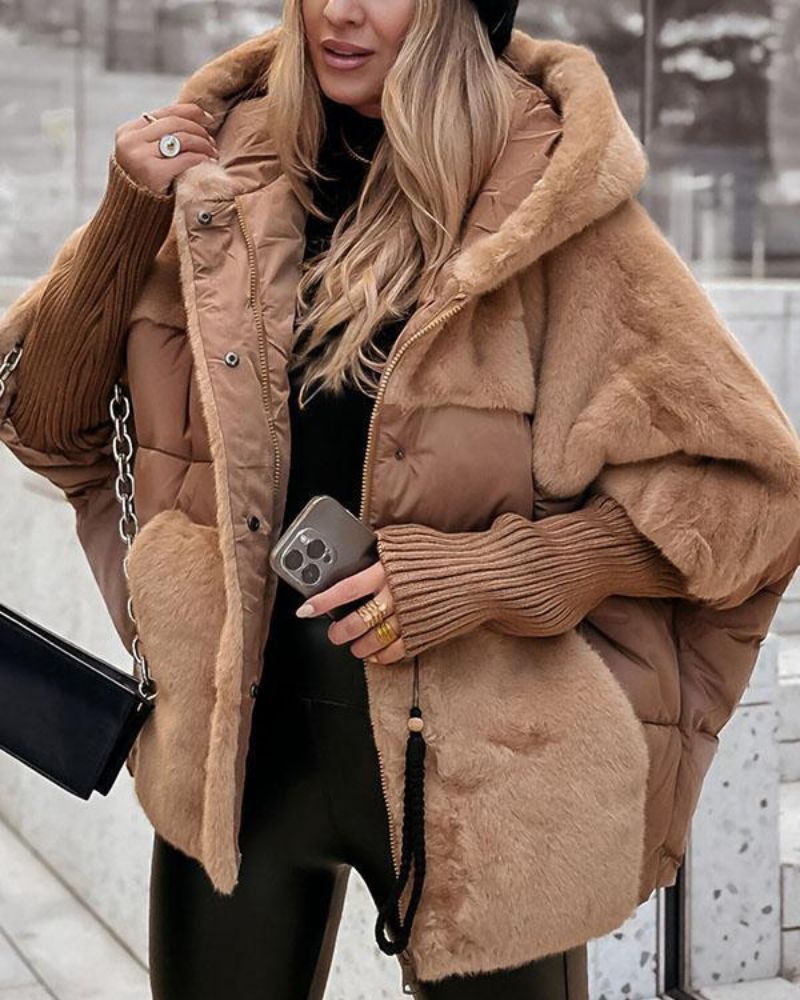 Doudoune oversize à capuche, camel