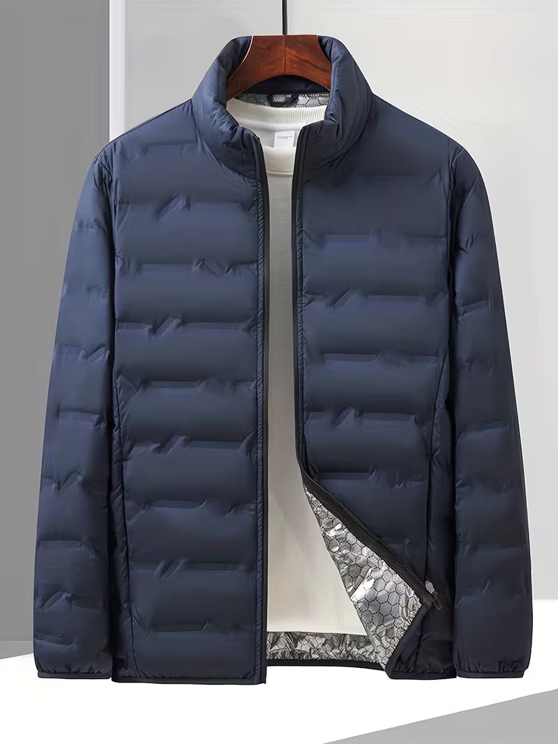 Doudoune slim multi-poches, coloris bleu marine, vue de face