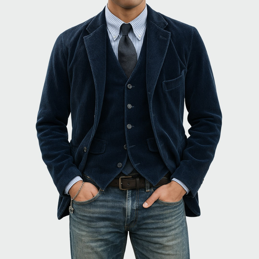 Ensemble blazer et gilet, bleu marine