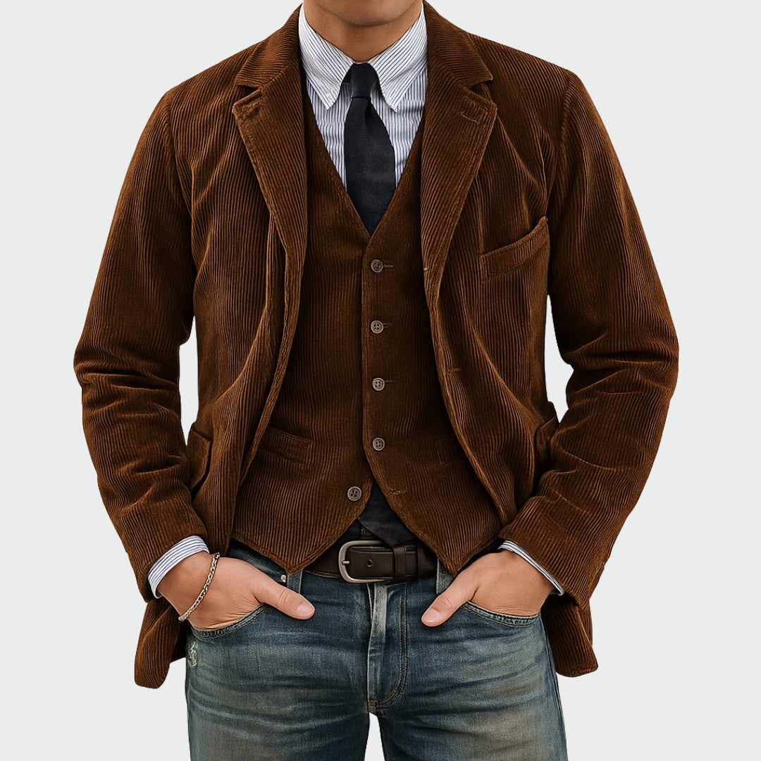 Ensemble blazer et gilet, marron