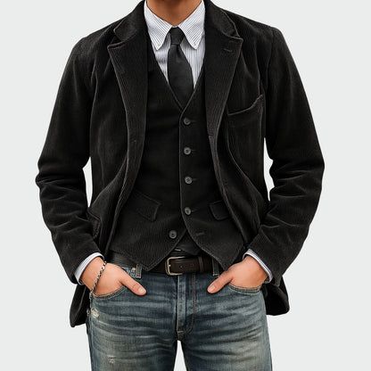 Ensemble blazer et gilet, noir