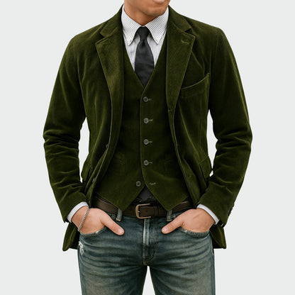 Ensemble blazer et gilet, vert foncé