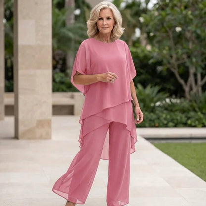Ensemble en chiffon superposé, rose