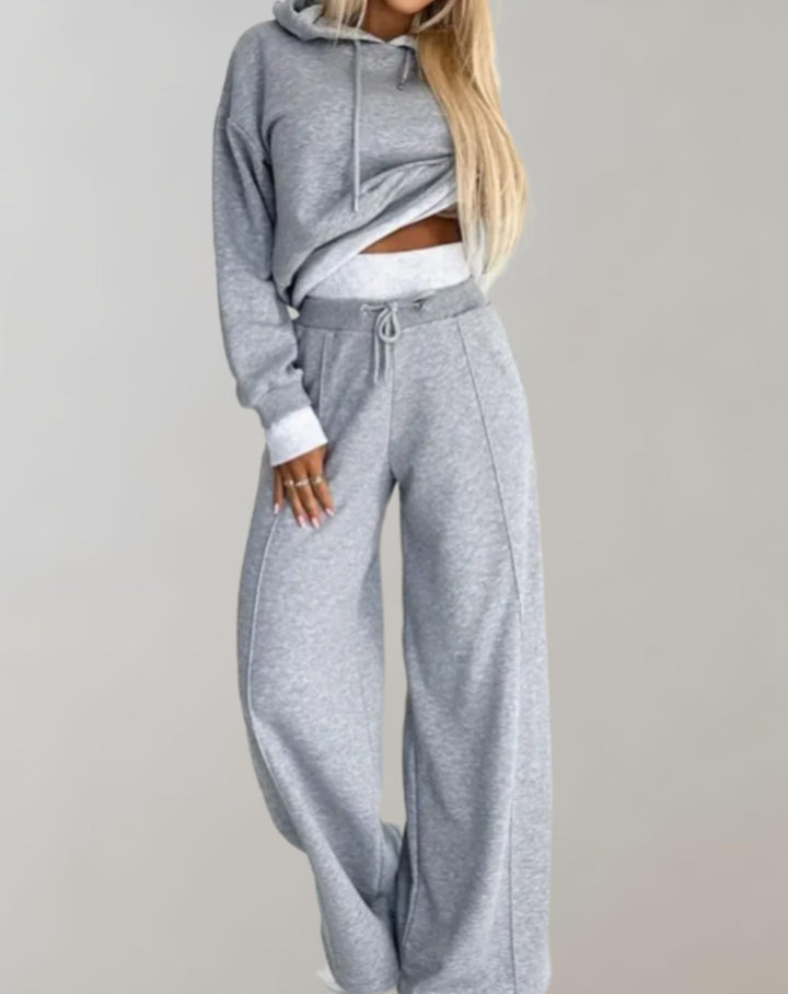 Ensemble hoodie et jogger, coloris gris, vu de face