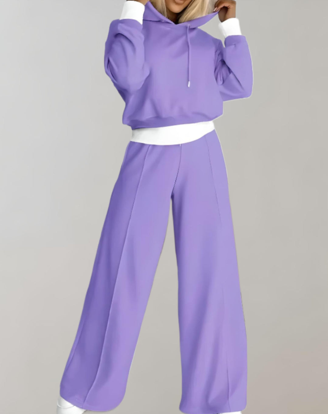 Ensemble hoodie et jogger, coloris violet, vu de face