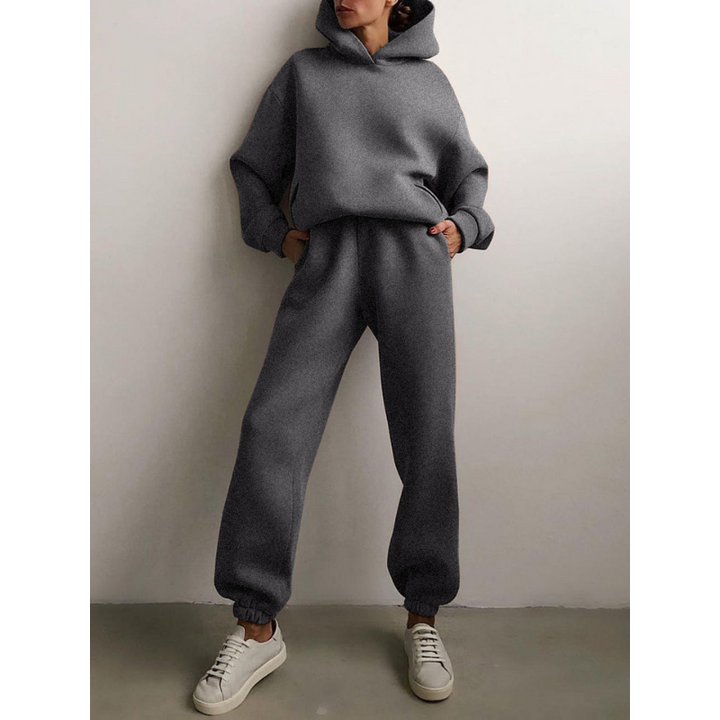Ensemble hoodie oversize, coloris gris foncé, vu de face