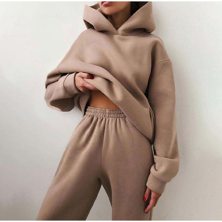 Ensemble hoodie oversize, coloris pierre, vu de face
