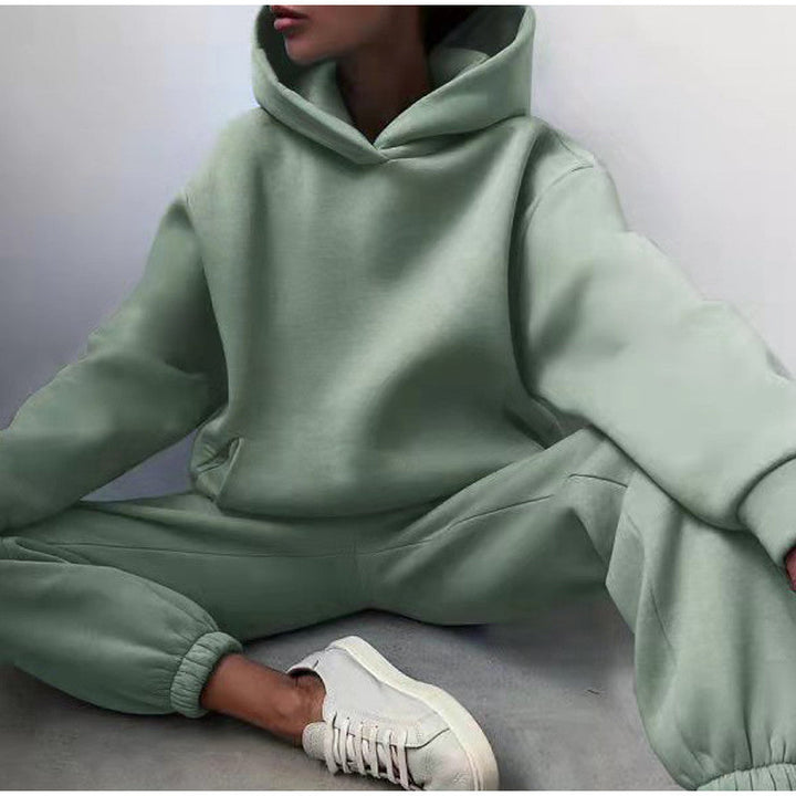 Ensemble hoodie oversize, coloris vert, vu de face