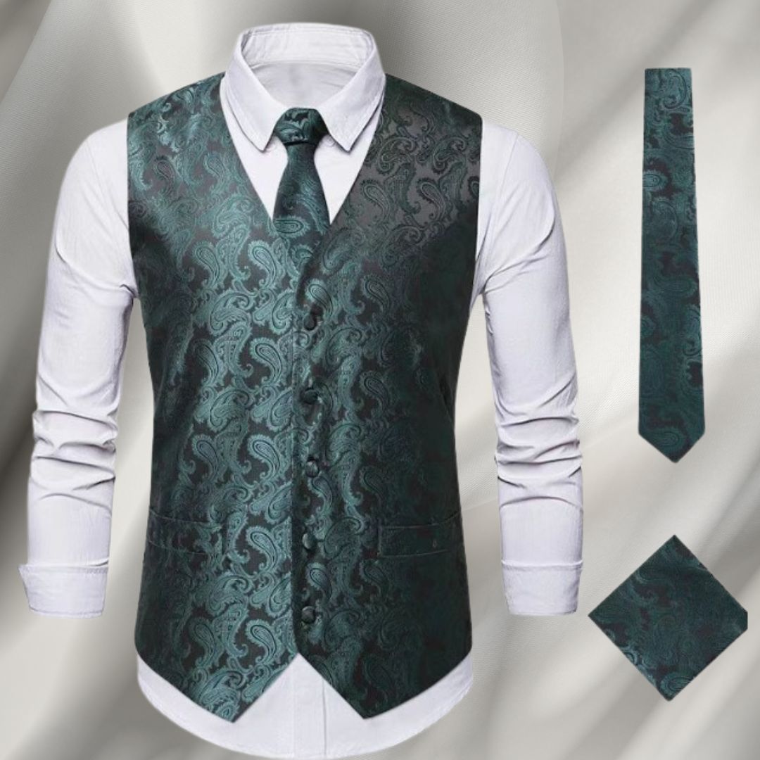 Gilet à motif paisley, bleu canard