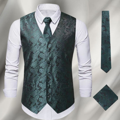Gilet à motif paisley, bleu canard