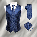 Gilet à motif paisley, bleu marine