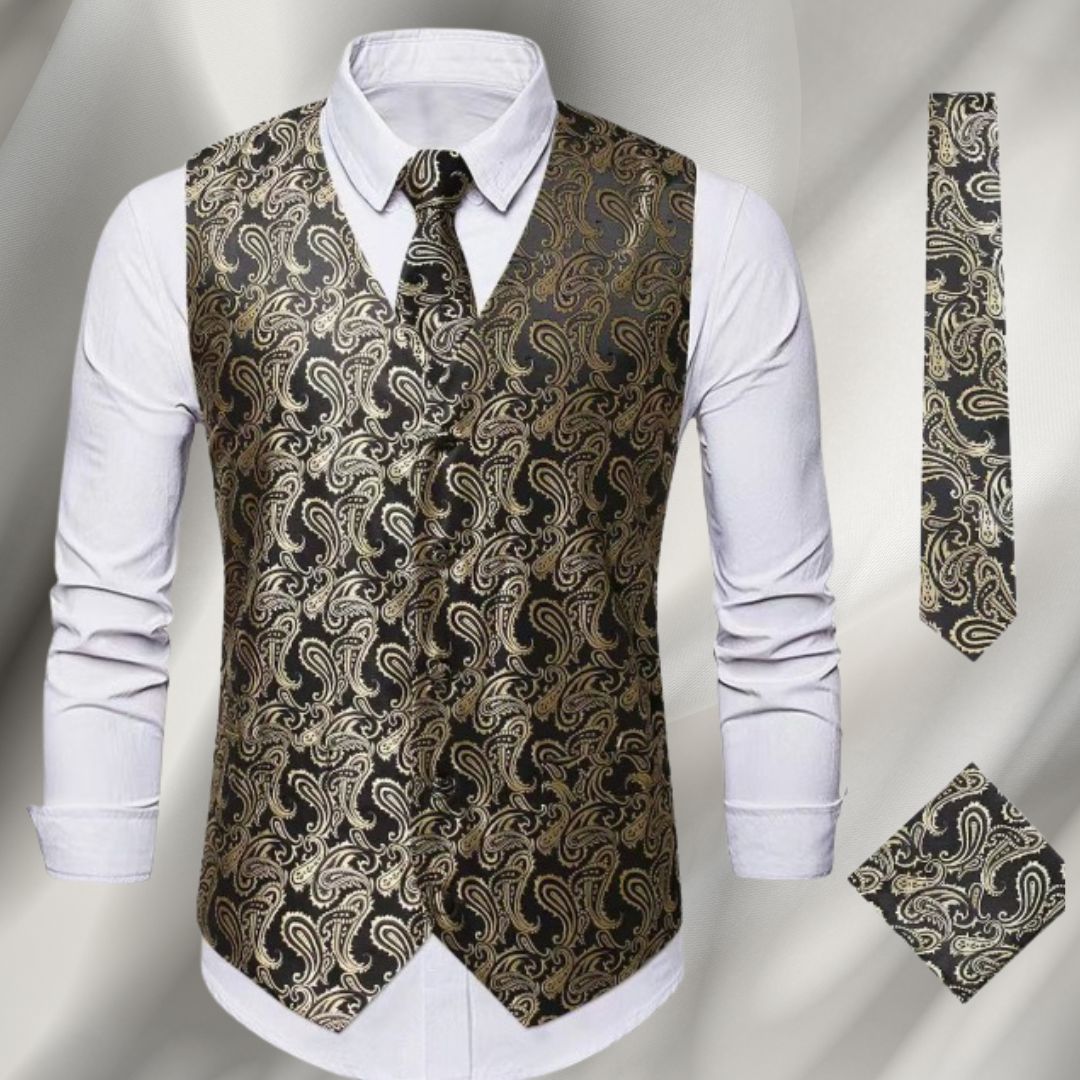 Gilet à motif paisley, doré