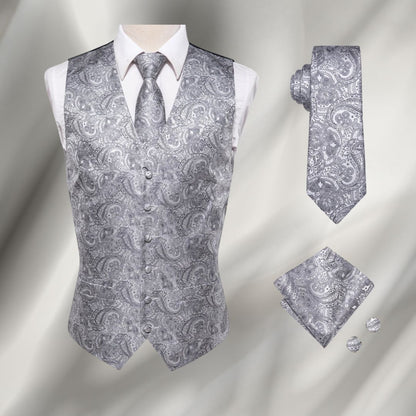 Gilet à motif paisley, gris