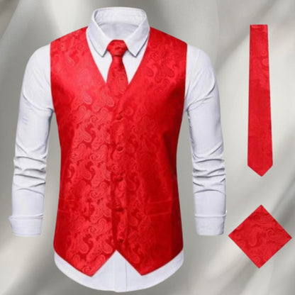 Gilet à motif paisley, rouge