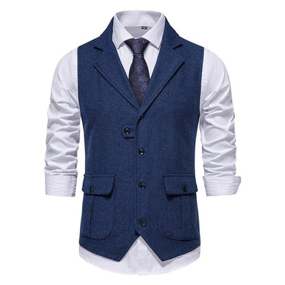 Gilet de costume à chevrons bleu, coupe cintrée