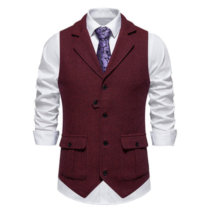 Gilet de costume à chevrons bordeaux, vue de face