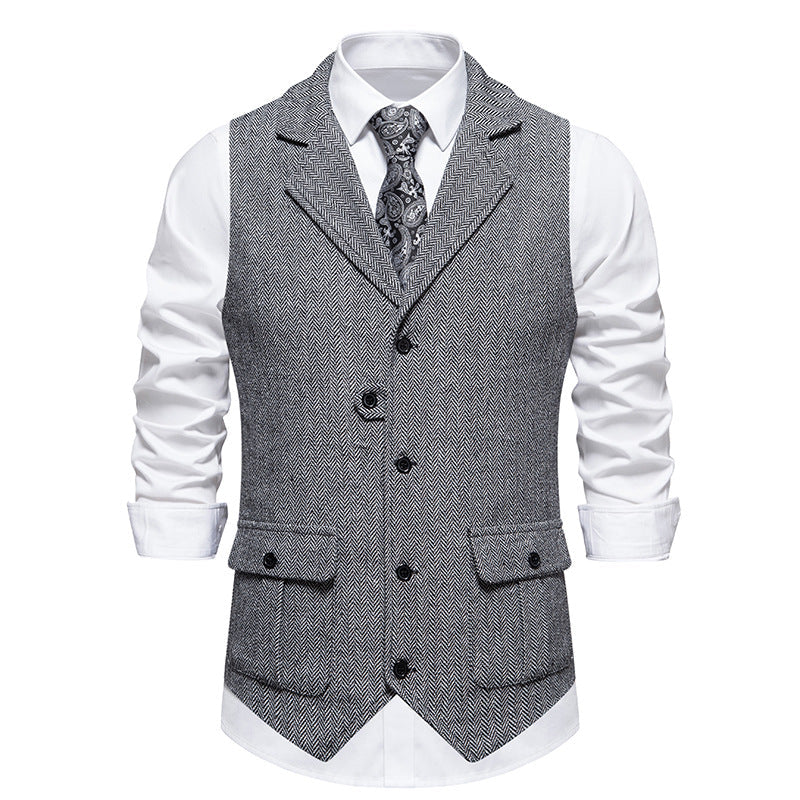 Gilet à chevrons gris chiné, coupe cintrée