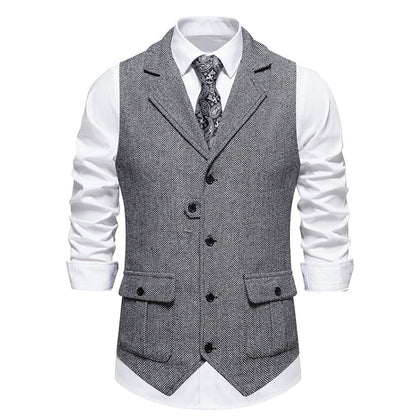 Gilet à chevrons gris chiné, coupe cintrée