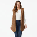 Gilet maille à capuche, coloris caramel, vue de face