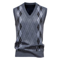 Gilet maille losanges, coloris bleu brumeux, vue de face