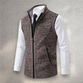 Gilet maille zippé structuré, coloris marron, vue de face