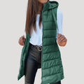 Gilet matelassé à capuche, coloris vert, vu de face