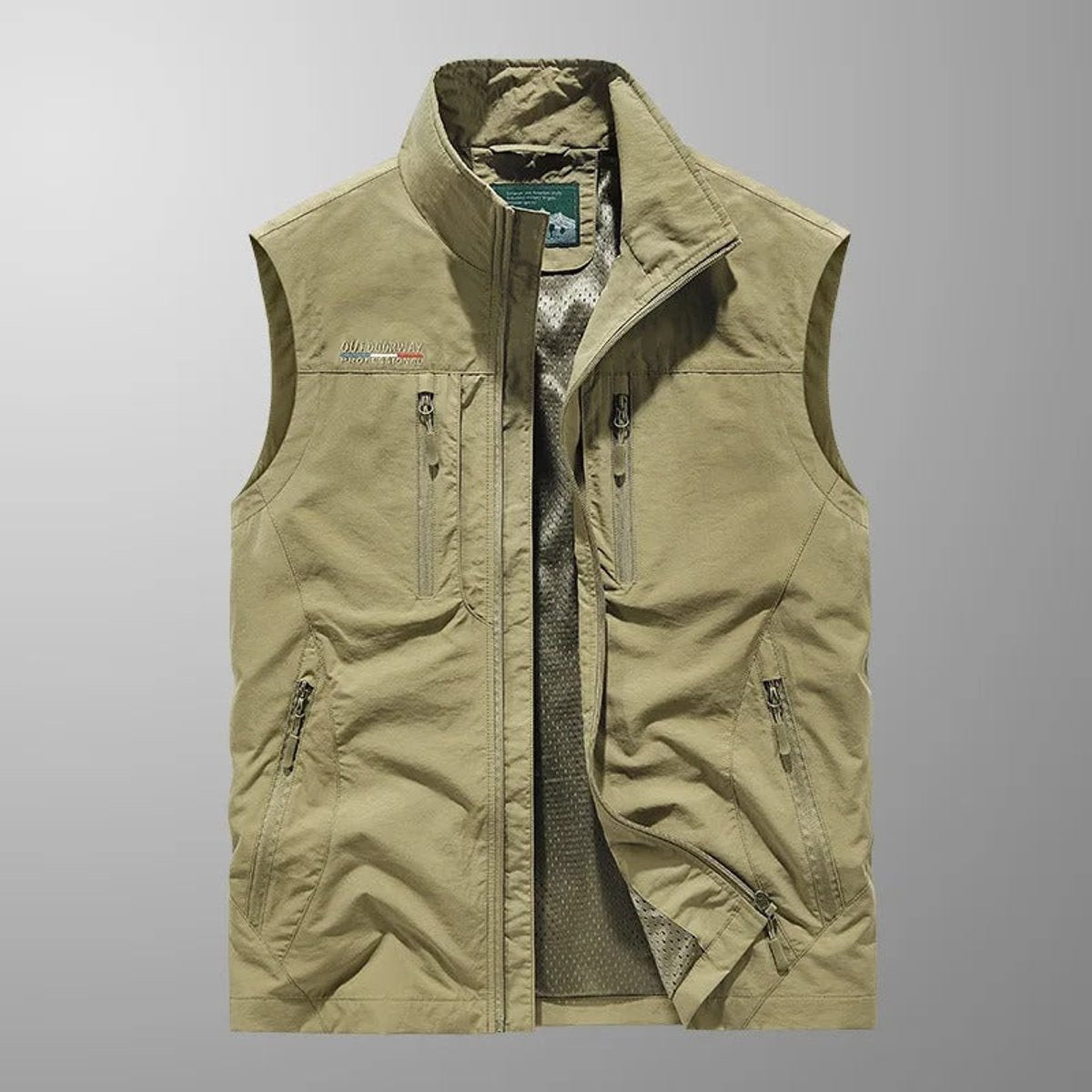Gilet multipoches sans manches, beige