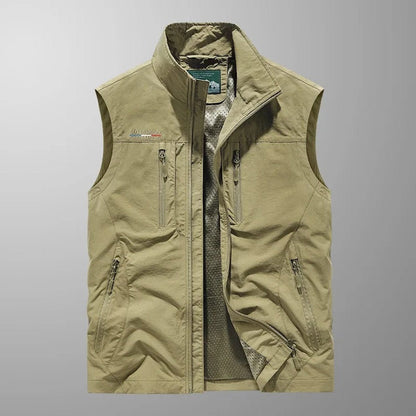 Gilet multipoches sans manches, beige