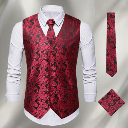 Gilet à motif paisley, bordeaux
