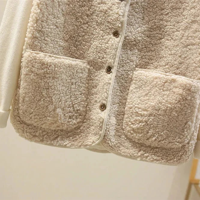 Gilet teddy sans manches, poches