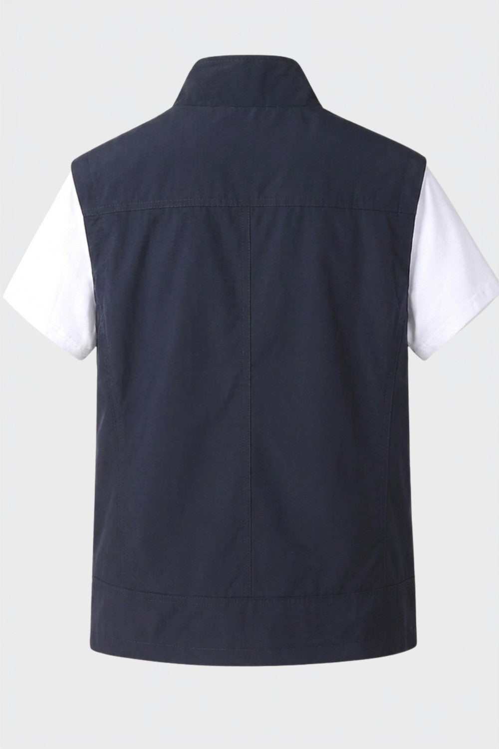 Gilet utilitaire poches multiples, coloris bleu marine, vue de dos