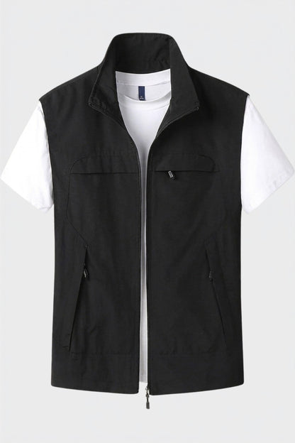 Gilet utilitaire poches multiples, coloris noir, vue de face