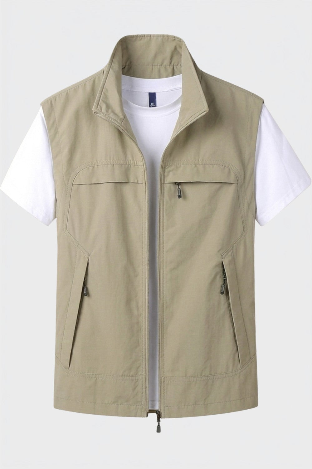 Gilet utilitaire poches multiples, coloris sable, vue de face
