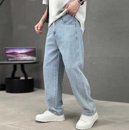 Jean droit coupe ample, bleu clair