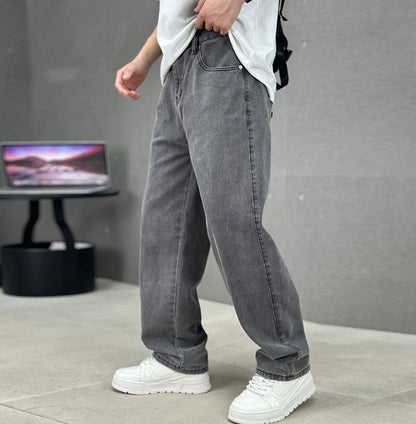 Jean droit coupe ample, gris foncé